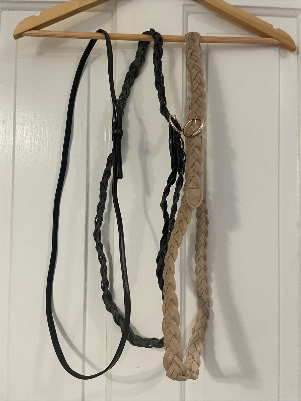 NWOT Skinny Belt 3 Pack Black Braided Tan Faux Leather Dress Belts XXL / 18